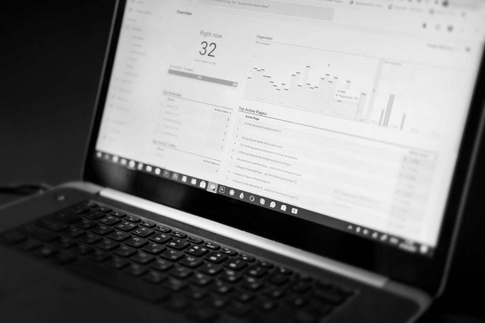 An analytics dashboard open on a laptop screen